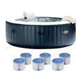 Intex PureSpa Plus Portable InfLatitudeable Hot Tub Jet w/ 6 Filter Cartridges