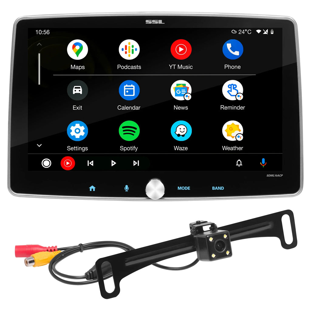 Sound Storm Laboratories SDML10ACPR Car Stereo - Apple CarPlay, Android Auto, Single Din, 10 Inch Touchdisplay, Bluetooth Audio, No CD DVD Player, AM/FM Radio Receiver, Backup Camera, RGB Illumination
