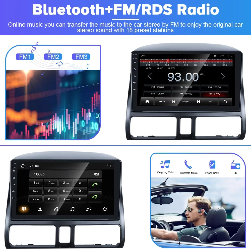 2+32G for Honda CRV 2002-2006 Wireless Carplay Android Auto Mirror Link 9'' Touchdisplay Car Stereo Radio Player Bluetooth 1080P WIFI Hifi GPS FM Usb, AHD Backup Camera&Microphone