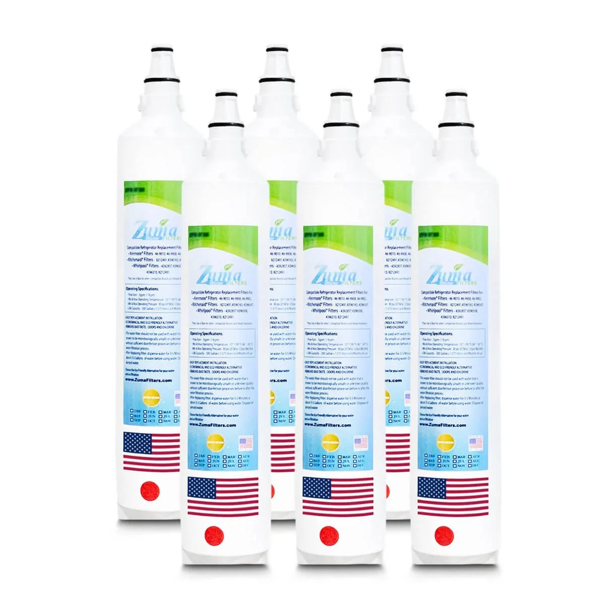 ZUMA Brand , Water Filters , Model # ZWFZ1-RF750 , Compatible with Subzero® ID24R - 6 Pack - Made in U.S.A.