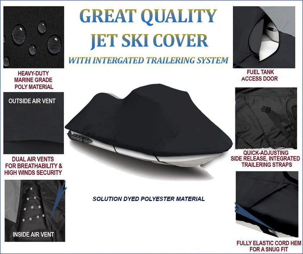 BLACK 600 DENIER JetSki Cover Compatible for Sea Doo Sea-Doo RXT JetSki PWC Jet Ski Cover 2005 2006 2007 2008