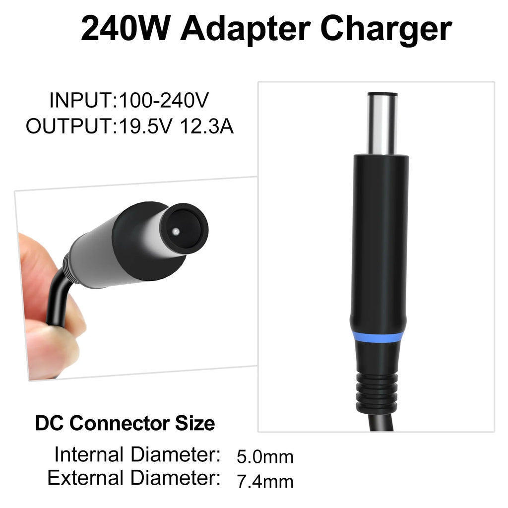 240W 180W AC Adapter Laptop Charger  for Dell Alienware  17 15 13 R1 R2 R3 R4 R5  M15 M17 M17x x51,Precision 7710 7540 M6400 M6500 M4300 Dell G3 G5 G7 Series Power Supply Cord