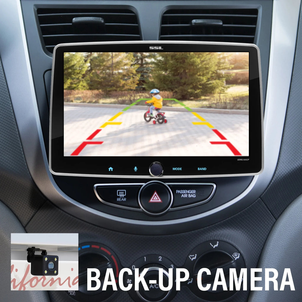 Sound Storm Laboratories SDML10ACPR Car Stereo - Apple CarPlay, Android Auto, Single Din, 10 Inch Touchdisplay, Bluetooth Audio, No CD DVD Player, AM/FM Radio Receiver, Backup Camera, RGB Illumination
