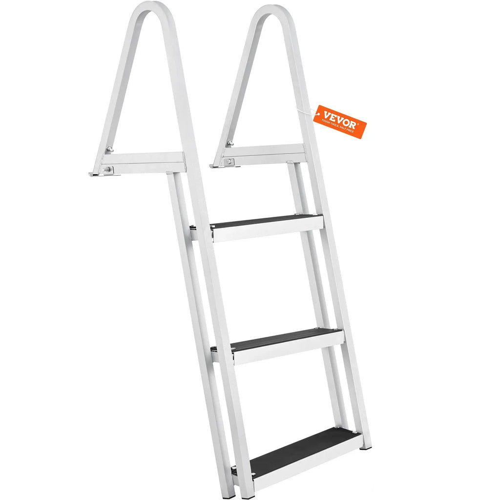 VEVOR Removable 3-Step Dock Ladder - 350 lbs Capacity, Aluminum Alloy with 4'' Wide Nonslip Steps, Simple InstalLatitudeion for Boats, Lakes, Pools & Marine Access