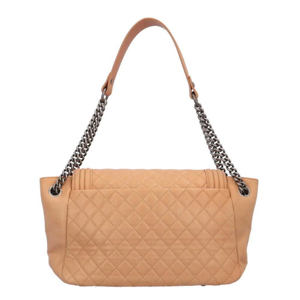 Pre-Owned Chanel Boy Shoulder Bag Leather Beige Ladies CHANEL Chain BRB10010000013292 (Good)