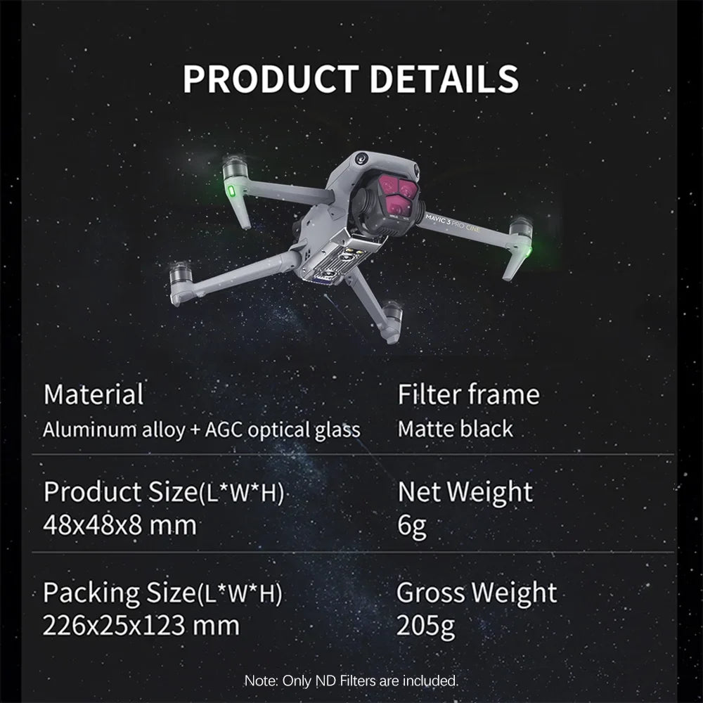 STARTRC Light filter,Compatible With Lens Filter Aluminum Nd8/nd16/nd32/nd64 LensFilters Nd8/nd16/nd32/nd64 With Mavic 3 Waterproof Scratch-resistant Compatible Aluminum Material Optical SS