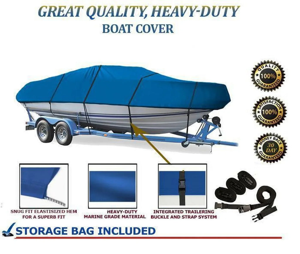 BLUE, GREAT QUALITY BOAT COVER Compatible for LOWE FISHING MACHINE 165 SC 2001-2011