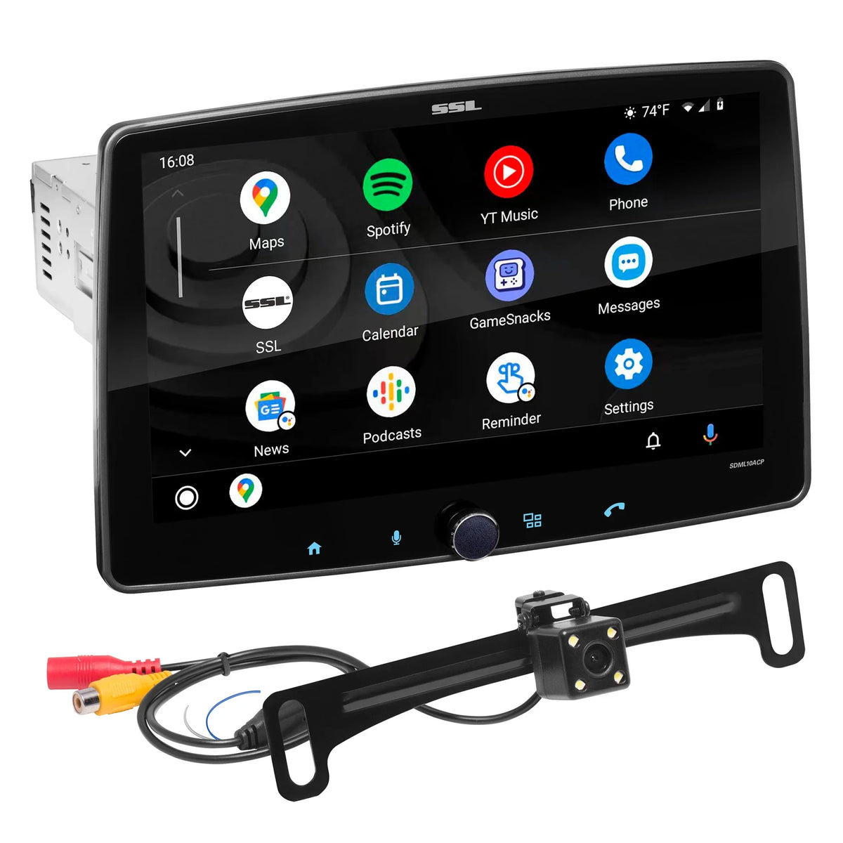 Sound Storm Laboratories SDML10ACPR Car Stereo - Apple CarPlay, Android Auto, Single Din, 10 Inch Touchdisplay, Bluetooth Audio, No CD DVD Player, AM/FM Radio Receiver, Backup Camera, RGB Illumination