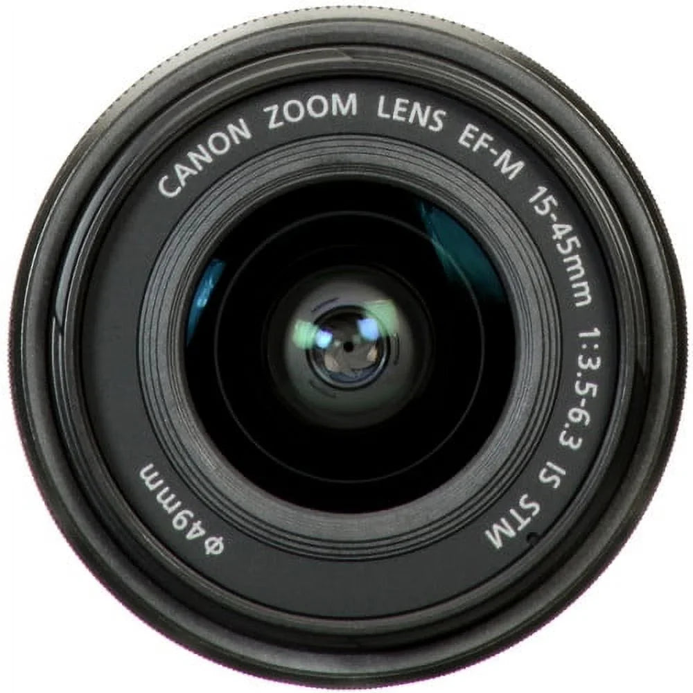 Canon EF-M 15-45mm f/3.5-6.3 IS STM Zoom Lens (Graphite) (0572C002) + 64GB Memory Card + Filter Kit + BackPack + Card Reader + Flex Tripod + Memory  Wallet + Cap Keeper + Cleaning Kit + Hand Strap