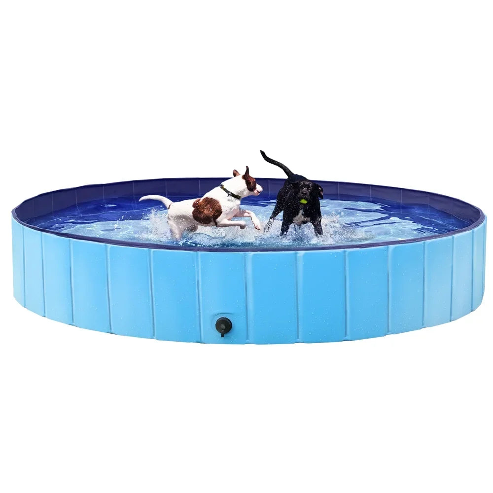Topeakmart Foldable Dogs Swimming Pool for Indoor and Outdoor, XXXXL, Blue