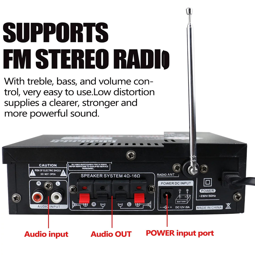 Dazzduo Sound Machine,2CH LCD Display Remote Audio Amplifier BT  Radio Amplifier 600W Remote Audio  Radio Portable Stereo Power Amplifier Audio HiFi Audio Stereo Car 600W Remote