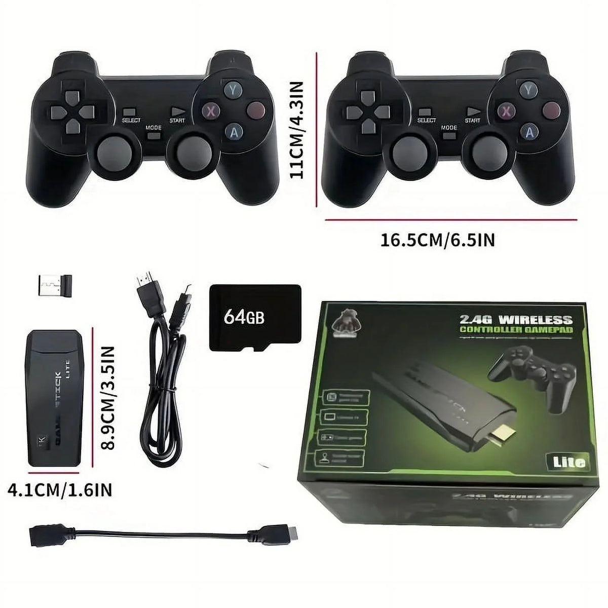 Wireless Retro Game Console - 64GB, 9 EmuLatitudeors, 4K HDMI Output