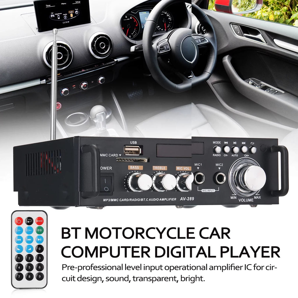 Dazzduo Sound Machine,2CH LCD Display Remote Audio Amplifier BT  Radio Amplifier 600W Remote Audio  Radio Portable Stereo Power Amplifier Audio HiFi Audio Stereo Car 600W Remote
