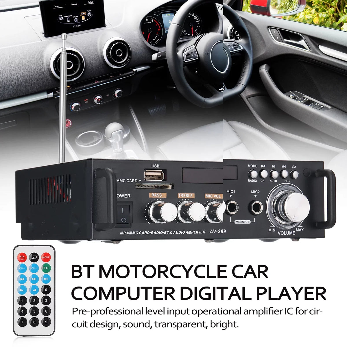 Dazzduo Sound Machine,2CH LCD Display Remote Audio Amplifier BT  Radio Amplifier 600W Remote Audio  Radio Portable Stereo Power Amplifier Audio HiFi Audio Stereo Car 600W Remote