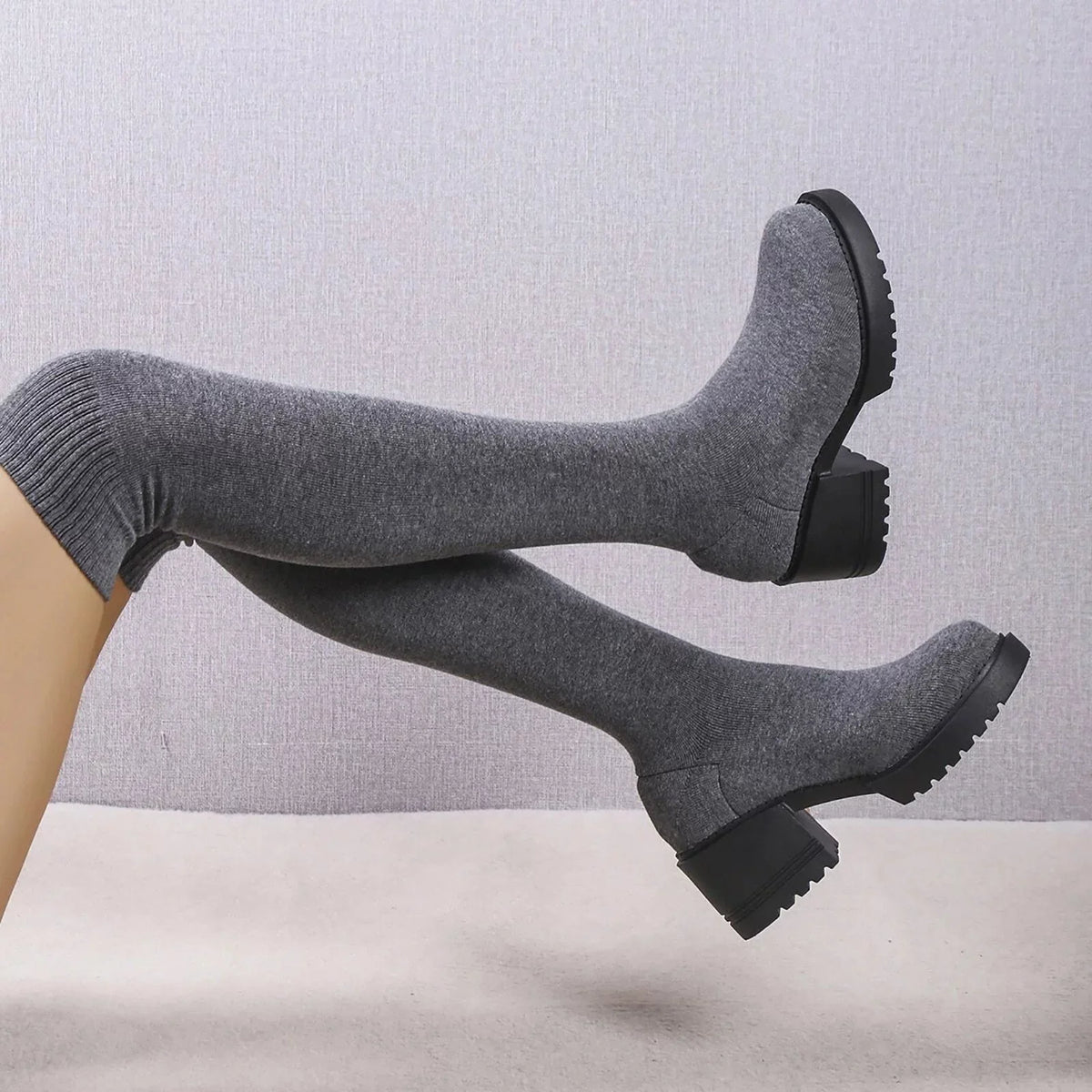 PMUYBHF Pull on Work Boots Women Minimalist Heeled Sock Boots Long Boots Ladies Knee Length Boots Buckle Winter Boots for Women Waterproof Snow Size 11