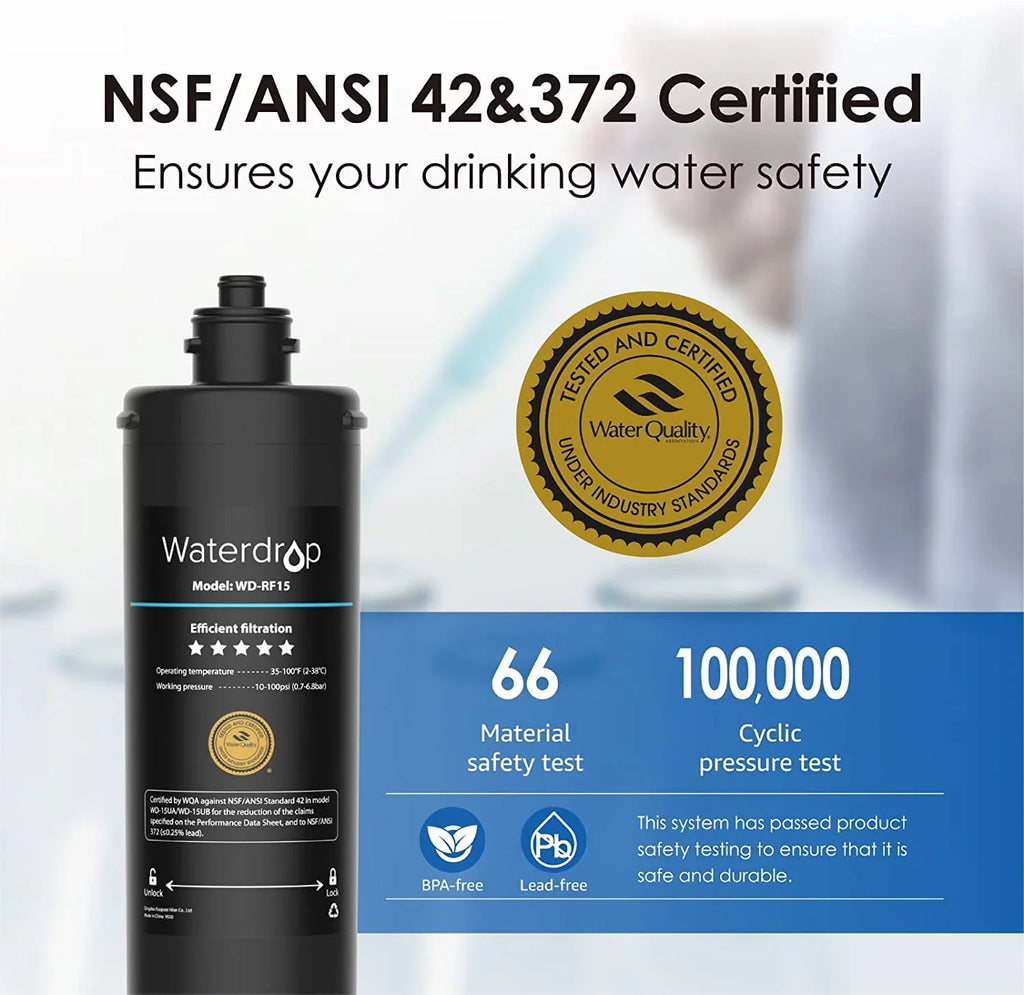 Waterdrop WD-RF17 Water Filter, Replacement 17UA Under Sink Water Filtration System, 3 Years Ultra Long Lifetime
