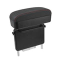 Car Center Armrest Extender Box Seat Gap Adjustable Armrest Storage Organizer Box Armrest Black PU Leather with Red Line