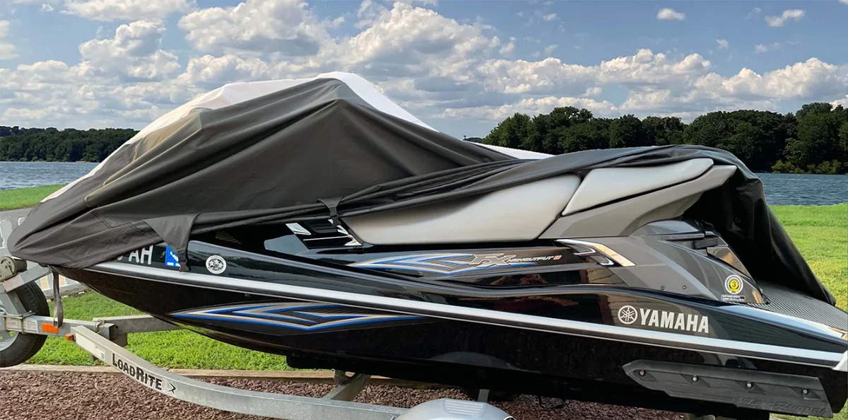 SUPER HEAVY-DUTY PWC JetSki Cover Compatible for POLARIS JET SKI GENESIS PWC COVER 1999 2000 2001 2002 Black/Grey