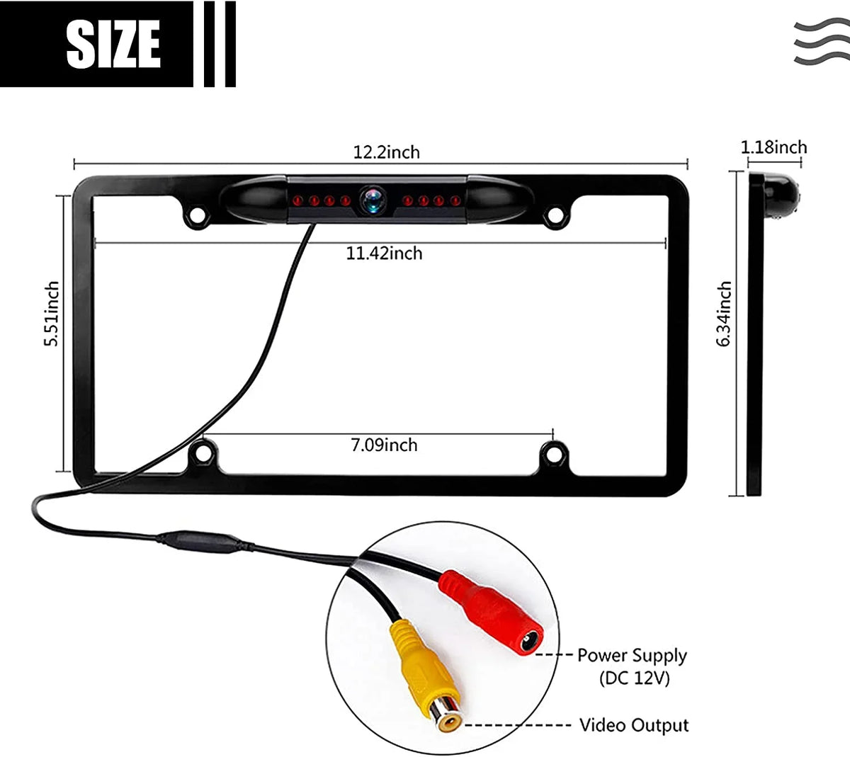 License PLatitudee Backup Camera, Night Vision Rear View Camera with 8 s 170° Viewing Angle, Waterproof Backup Rear