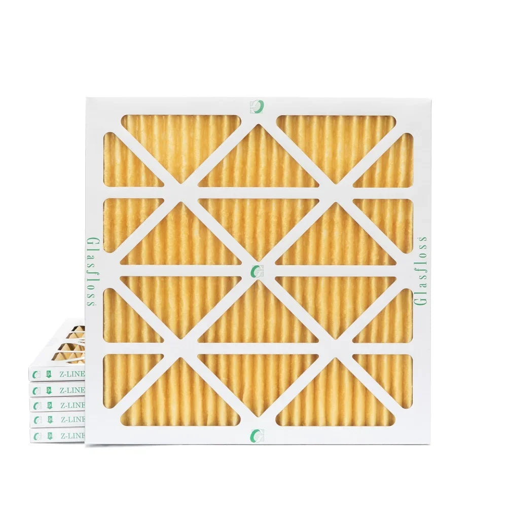 6 Pack of 24x24x1 MERV 11 Pleated Air Filters by Glasfloss. Actual Size: 23-3/8 x 23-3/8 x 7/8