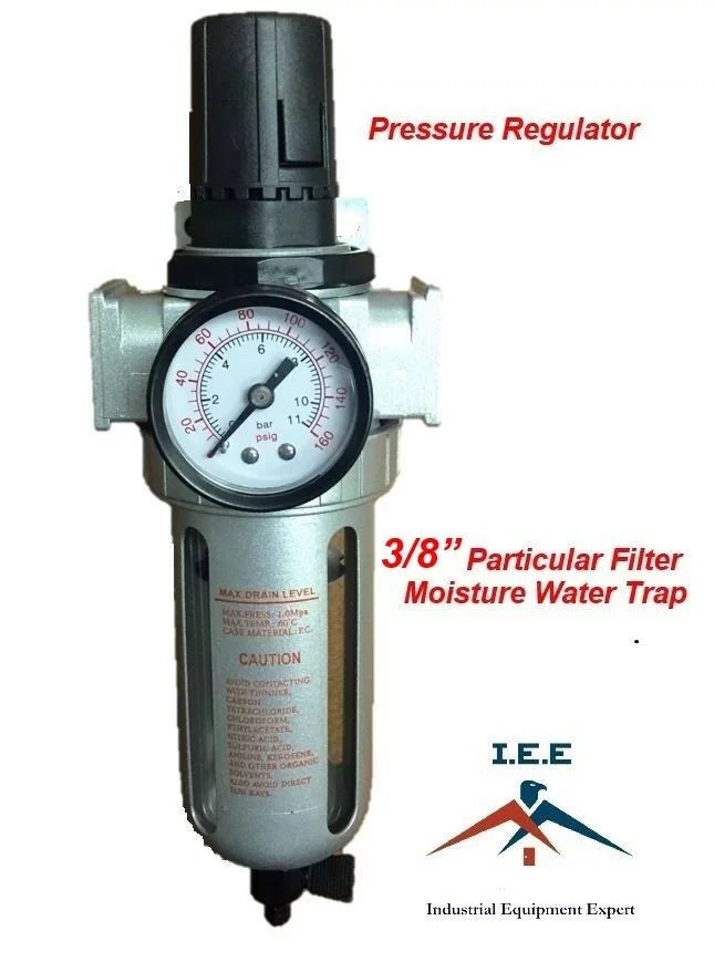 3/8" Pressure ReguLatitudeor / ParticuLatitudee Filter Moisture Water Trap Compressed Air