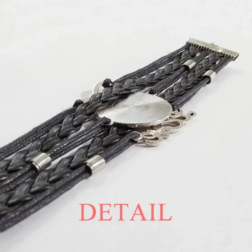 Verlion Aquamarine Chinese Style Watercolor Bracelet Love Accessory Twisted Leather Knitting Rope Wristband