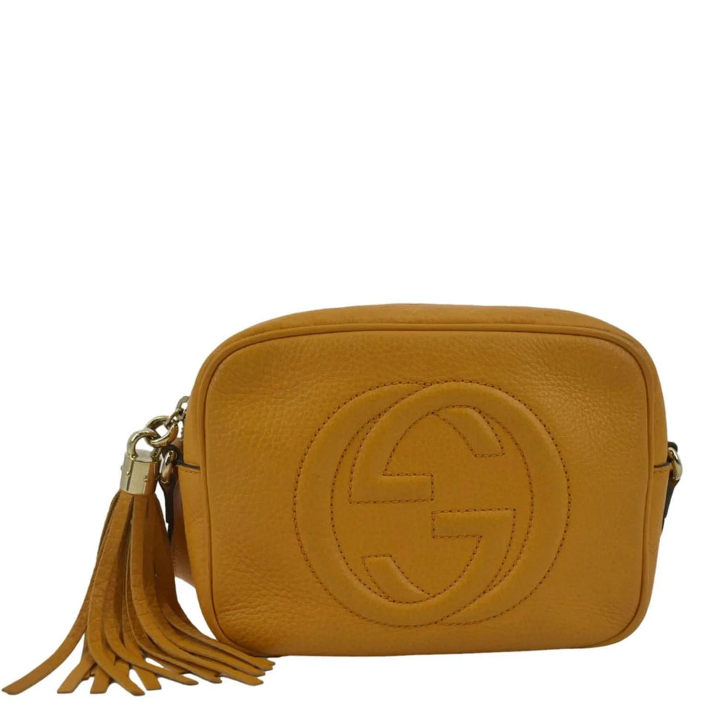 Pre-owned GUCCI Soho Disco Camera Leather Crossbody Bag Orange 308364
