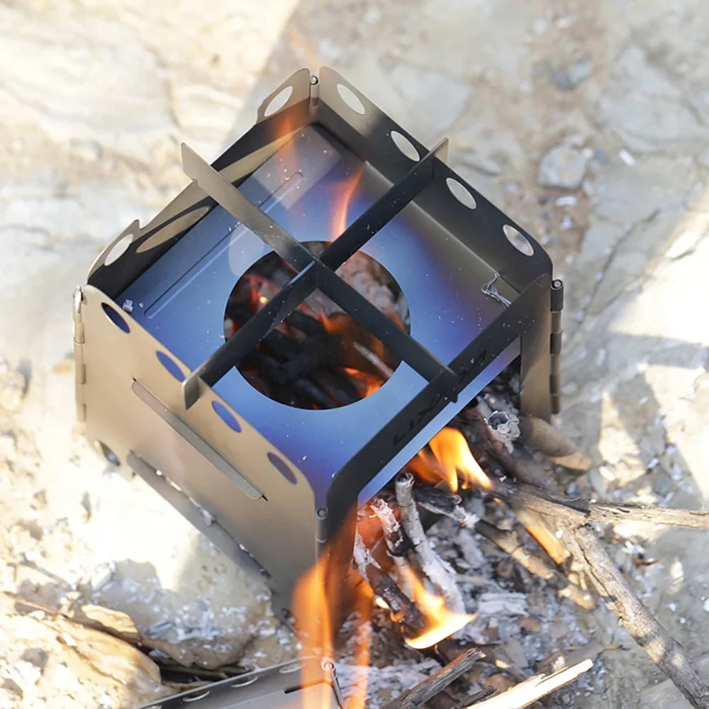 Lixada Lightweight Folding Wood Burning Stove Portable Camping Stove for Backpacking Cooking Picnic