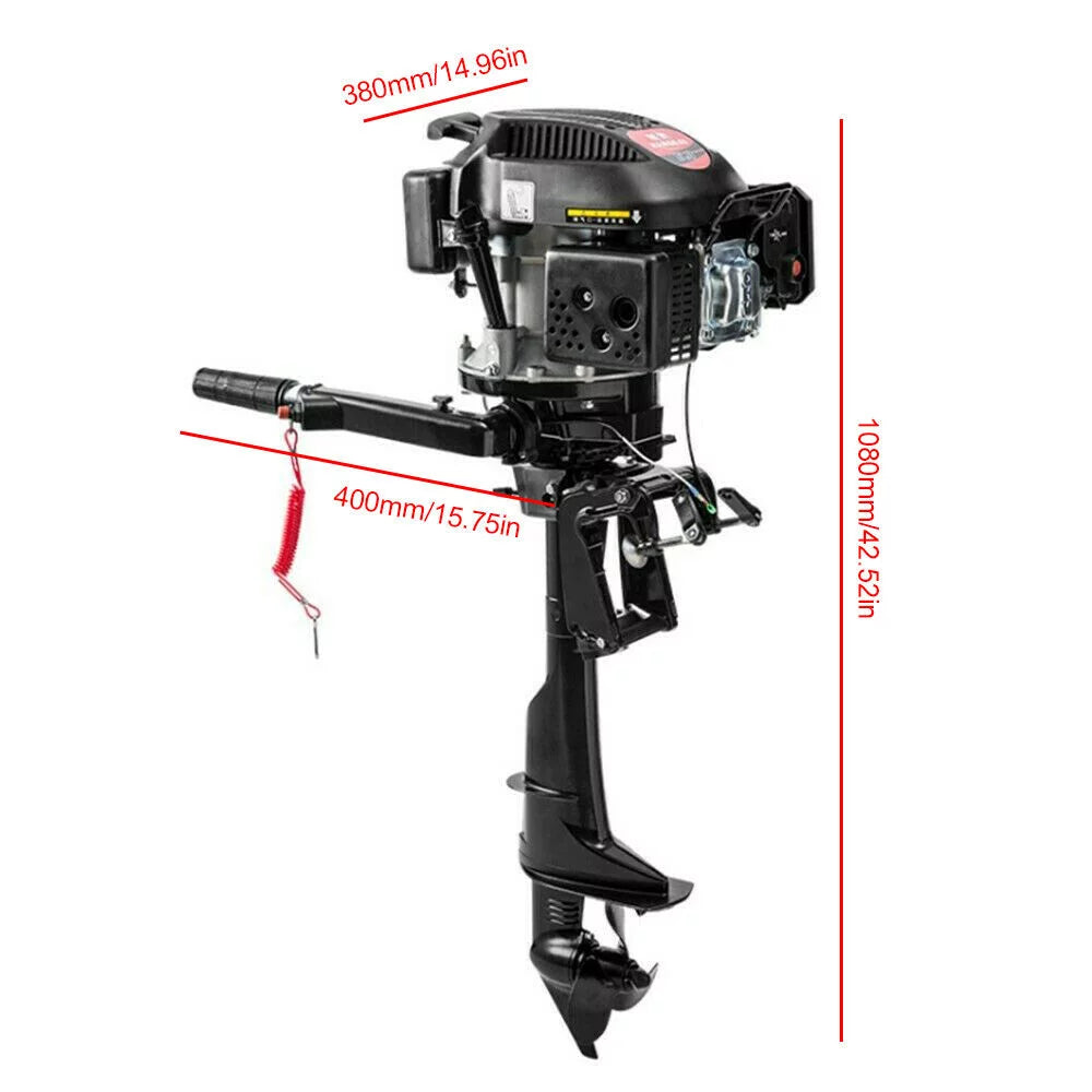 6 HP 4-Stroke Heavy Duty Outboard Motor Fishing Boat Engine Air Cooling System