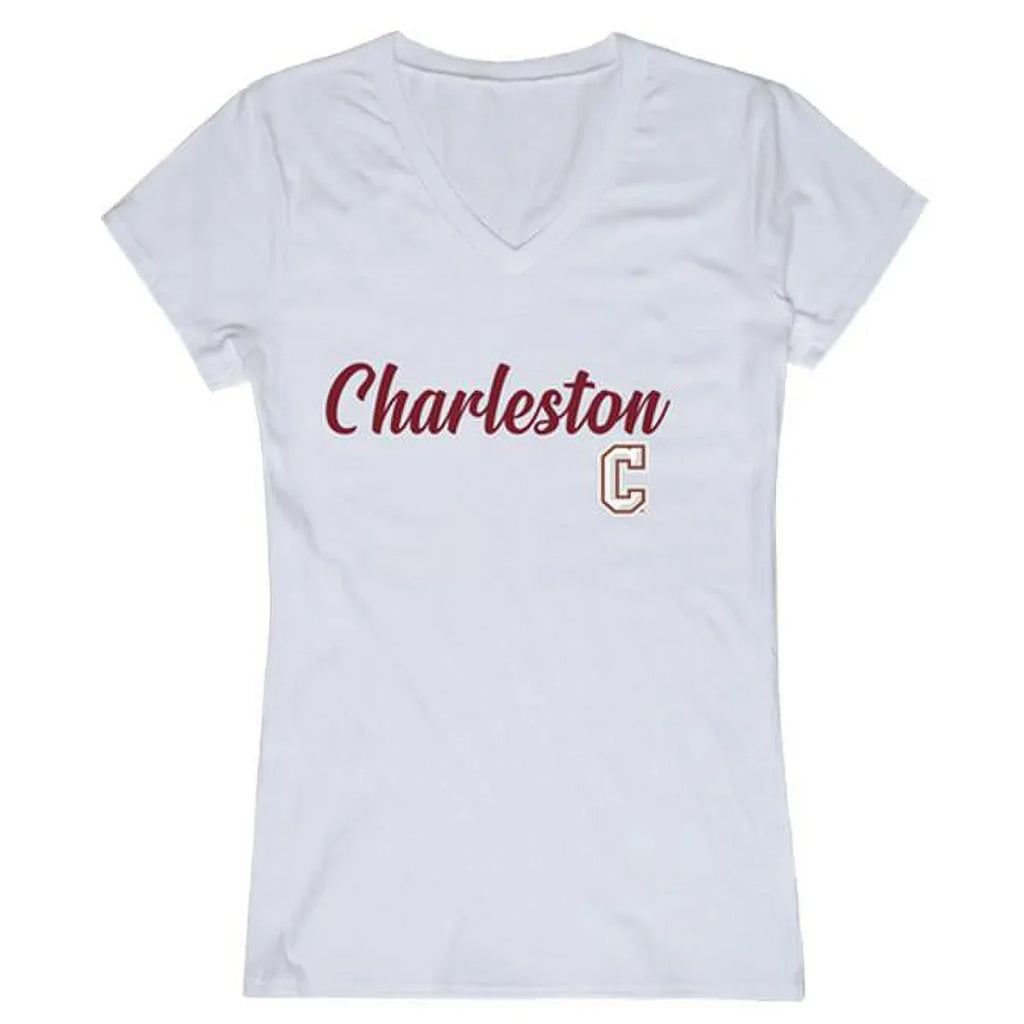 College of Charleston Womens Script T-Shirt, White - Extra Large