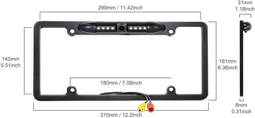 Backup Camera Rearview License PLatitudee Frame for JVC KWM150BT KW-M150BT Black