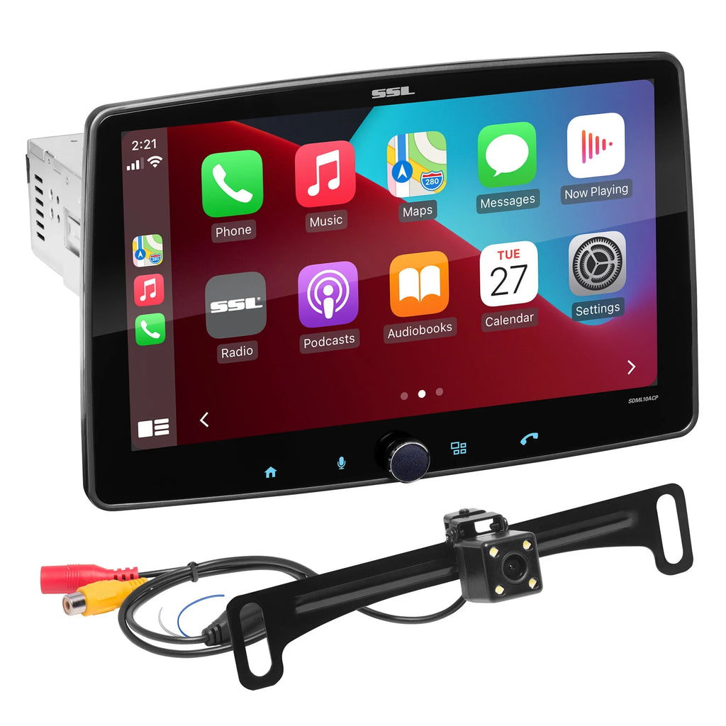 Sound Storm Laboratories SDML10ACPR Car Stereo - Apple CarPlay, Android Auto, Single Din, 10 Inch Touchdisplay, Bluetooth Audio, No CD DVD Player, AM/FM Radio Receiver, Backup Camera, RGB Illumination