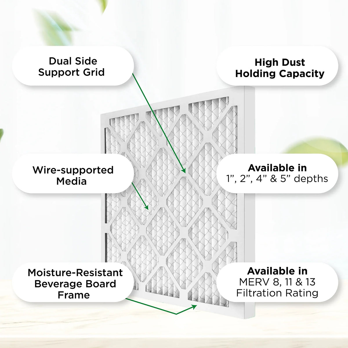 16x24x1 MERV 11, MPR 1000 Pleated AC Furnace 1" Air Filters by Pamlico. Quantity 6. Actual Size: 15-1/2 x 23-1/2 x 3/4