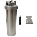EQCOTWEA 304 Stainless Steel Water Filter Housing for 10" Cartridges 1/2"NPT with Bracket and Wrench Pin