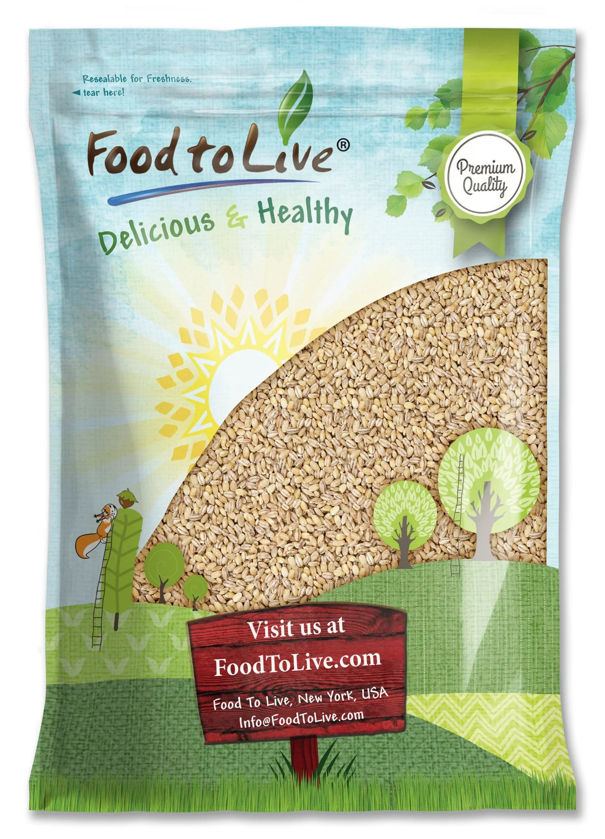 Pearled Barley, 15 Pounds — Kosher, Vegan, Raw — by Food to Live