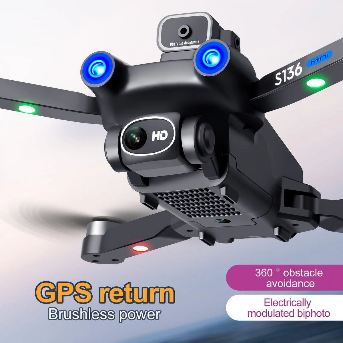 S136 remote control brushless GPS UAV to avoid obstacles in all directions, and premium-definition 4K electric adjustment camera to take aerial photos of aircraft