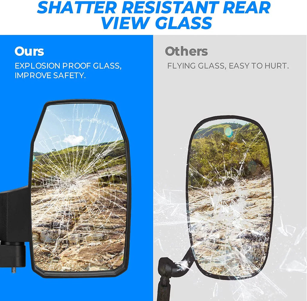 Kemimoto Side Mirrors,Wider UTV Side Mirrors Rear View Mirrors Compatible with Polaris Ranger XP 1000 900 570 General 1000 Can-Am Defender Maverick Trail for Pro-Fit (Not Door)