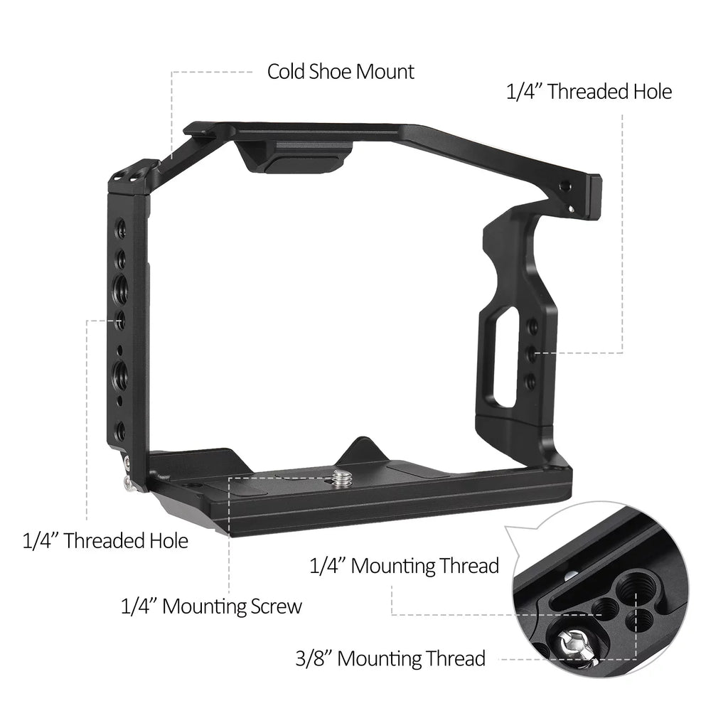 ammoon Camera Cage with Cold Shoe Mount and Magnetic Wrench Slot for GH6 Durable Aluminum Alloy Construction