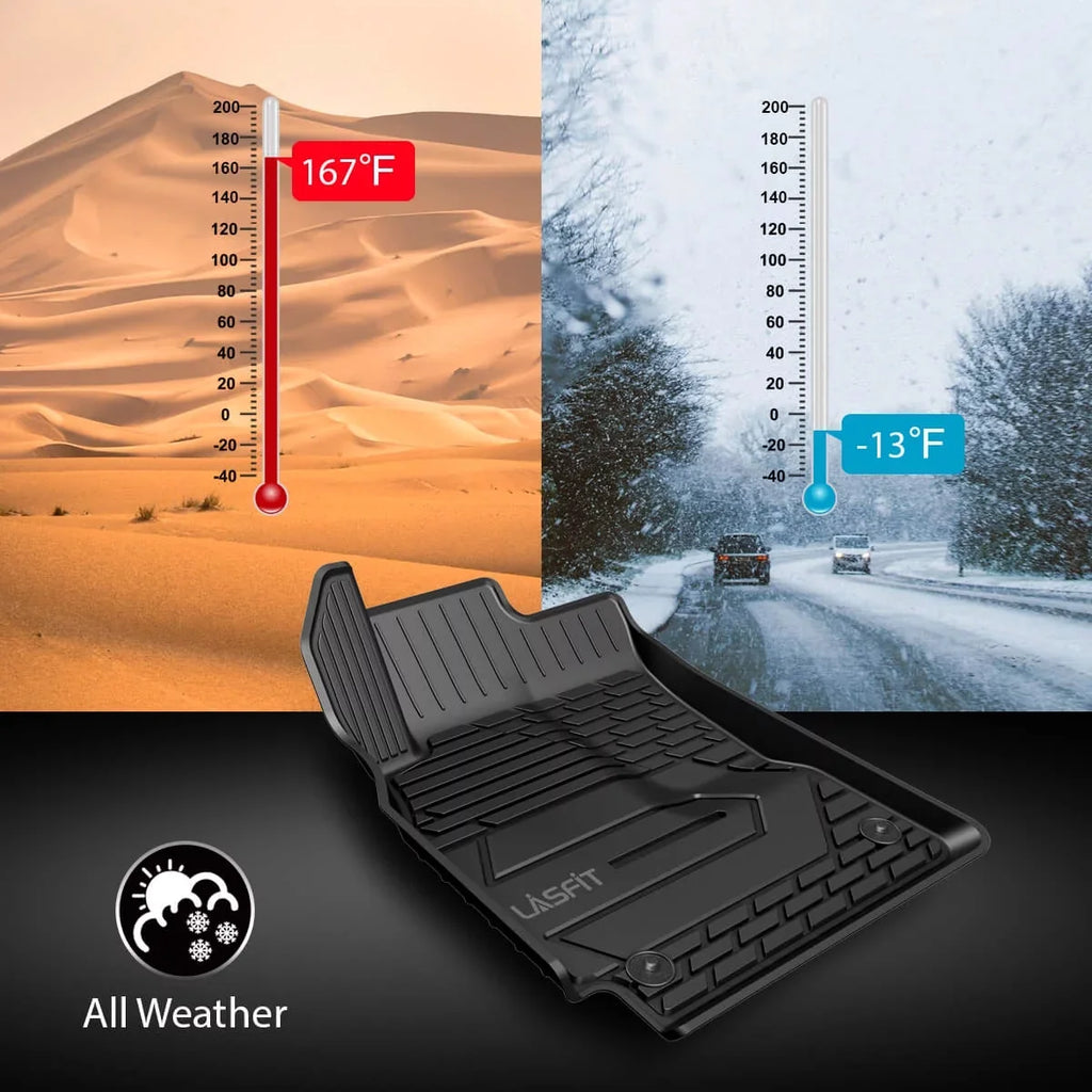 LASFIT Floor Mats for 2015-2021 Jeep Cherokee(Don't Fit Grand CHEROKEE), All Weather Fit TPE Floor Liners Set, 1st and 2nd Row, Black