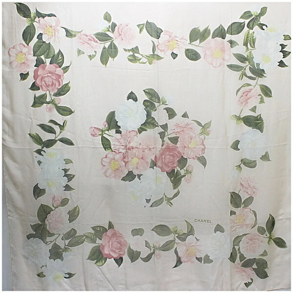 Pre-Owned Chanel Silk Scarf Muffler Stole Large Size Pink Chiffon CHANEL | Ladies (Good)