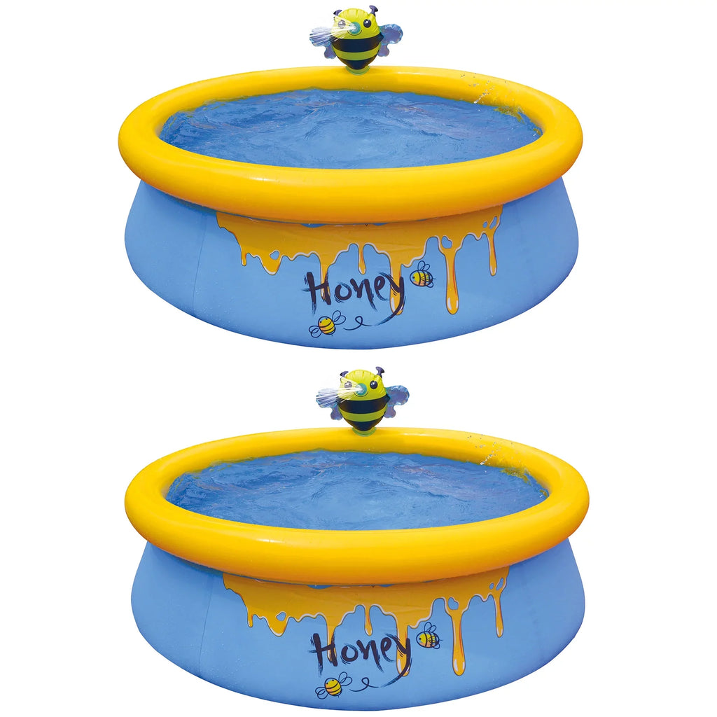 JLeisure 5 Foot Kids Bee Spray InfLatitudeable Outdoor Swimming Pool (2 Pack)