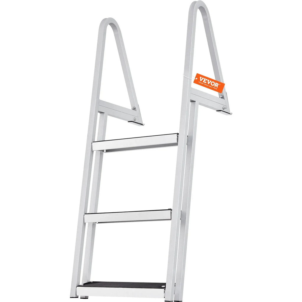 VEVOR Removable 3-Step Dock Ladder - 350 lbs Capacity, Aluminum Alloy with 4'' Wide Nonslip Steps, Simple InstalLatitudeion for Boats, Lakes, Pools & Marine Access
