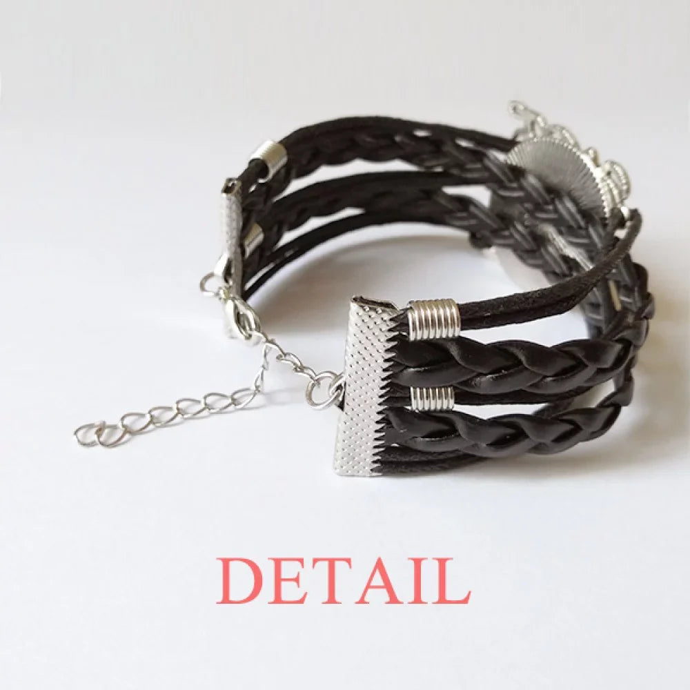 Verlion Aquamarine Chinese Style Watercolor Bracelet Love Accessory Twisted Leather Knitting Rope Wristband