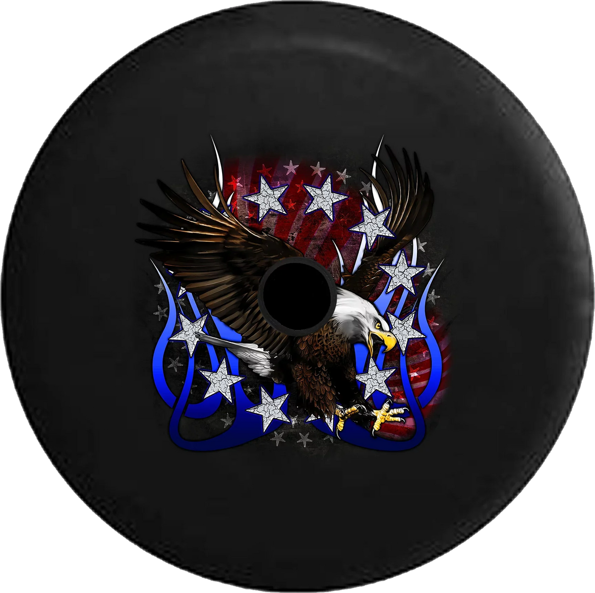 2018 2019 Wrangler JL Backup Camera Stars & Stripes American Eagle Tribal Flames Vintage Cracked Spare Tire Cover for Jeep RV 33 Inch