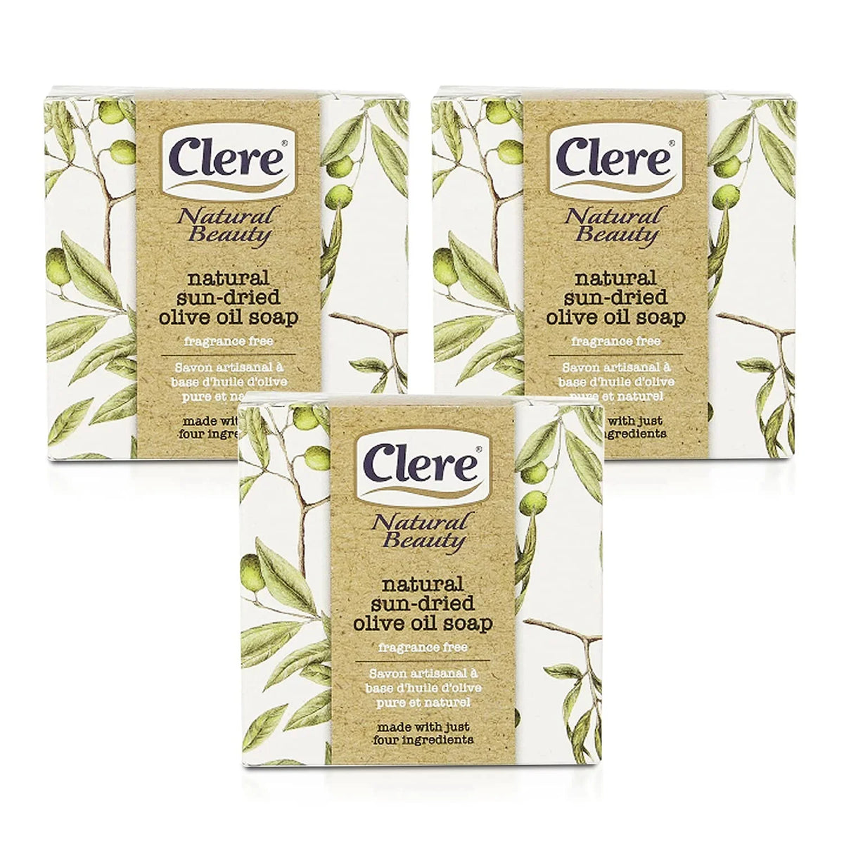 Natural Olive Oil Soap Bar – Handmade With 100% Natural Ingredients Gentle & Fragrance-Free, 200 Grams - Pack Of 3