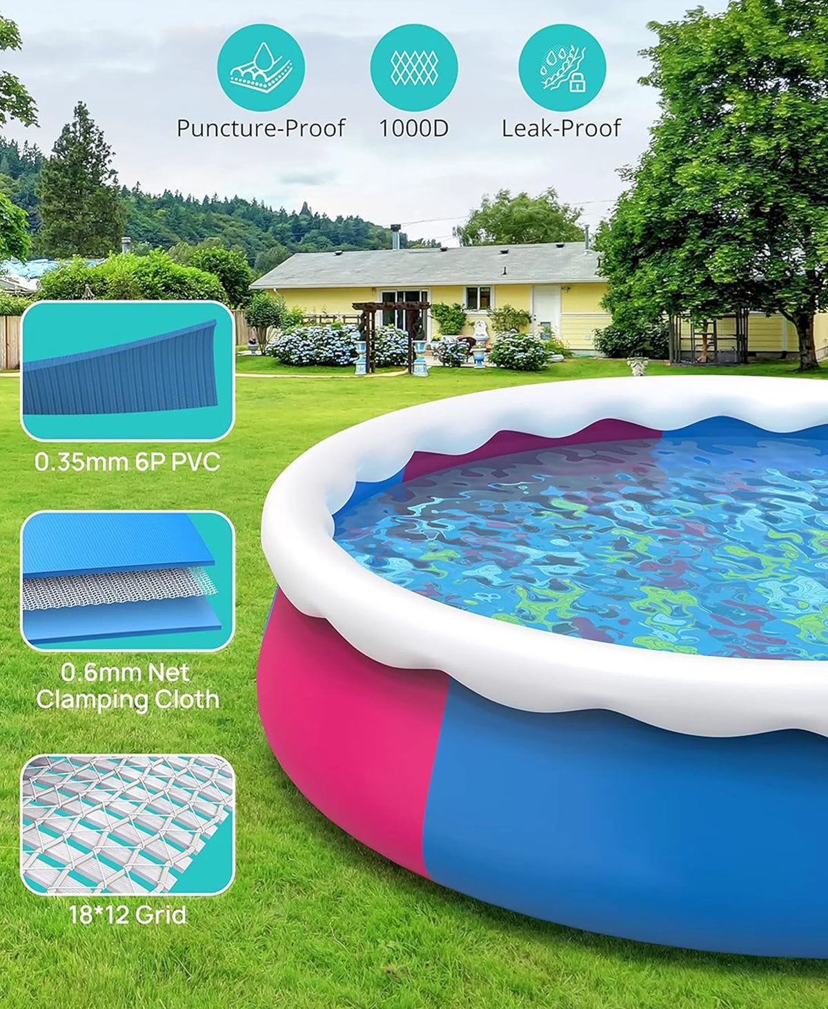Inolait InfLatitudeable Swimming Pool  Above Ground for Kids Family Water Sport 15' x 36"