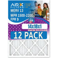 14x18x1 Air Filter MERV 13 Rating, 12 Pack of Furnace Filters Comparable to MPR 1500 - 2200 & FPR 9 - Made in USA by AIRX FILTERS WICKED CLEAN AIR.