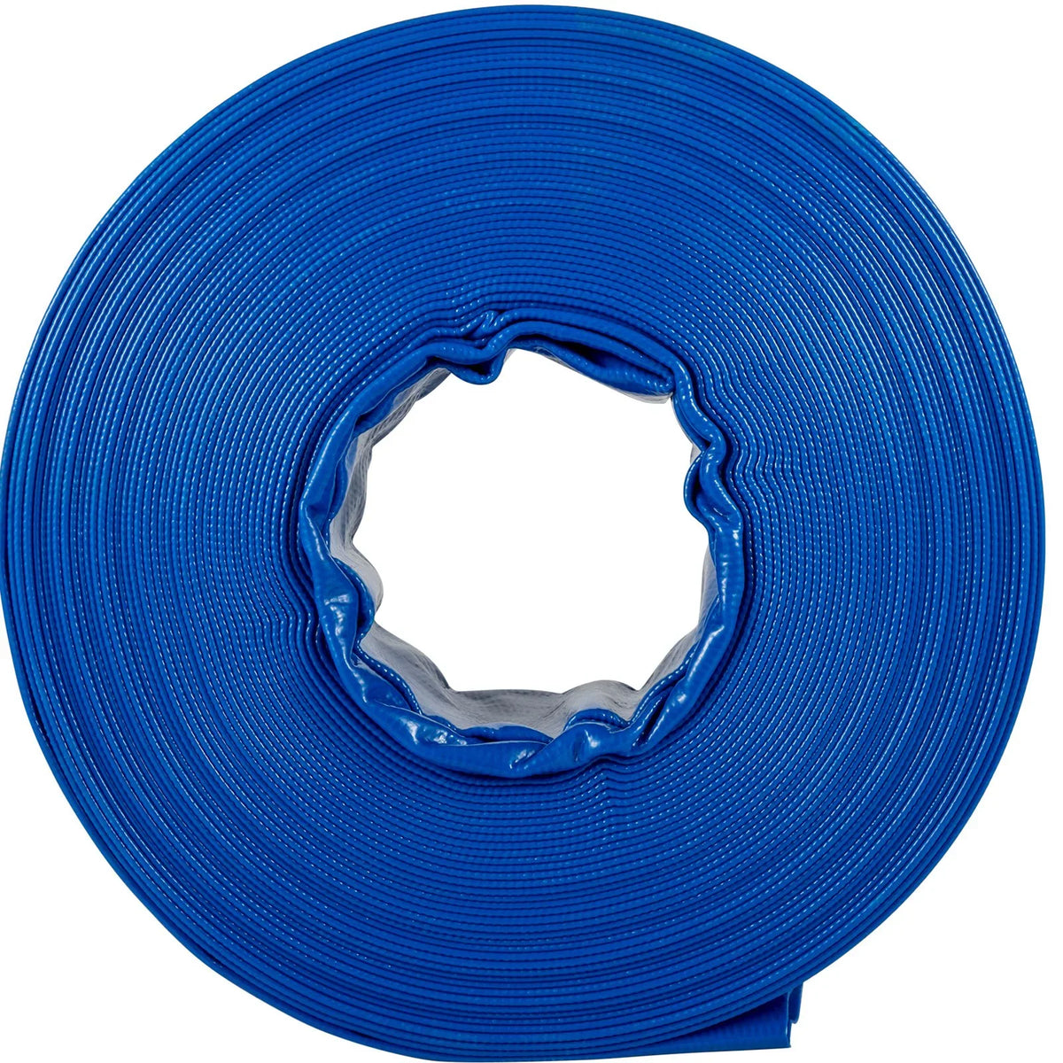VEVOR Discharge Hose, 1-12" x 105', PVC Fabric Lay FLatitude Hose, Heavy Duty Backwash Drain Hose with Clamps, Weather-proof & Burst-proof, Ideal for Swimming Pool & Water Transfer, Blue