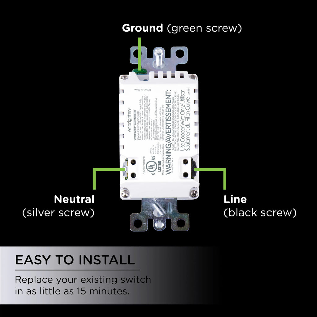 Enbrighten Z-Wave Smart Tamper-Resistant Outlet, Z-Wave Hub Required, 55256, White