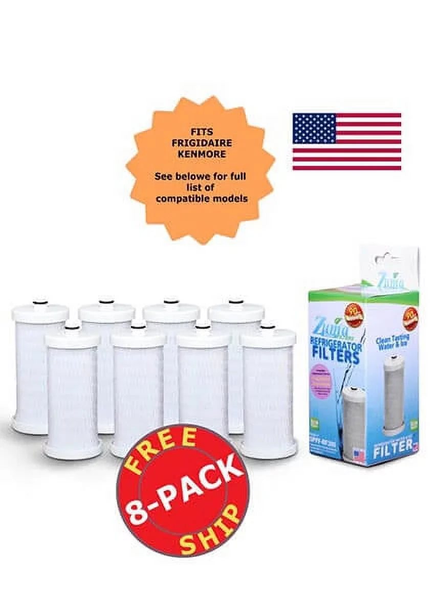 ZUMA Brand , Water and Ice Filter , Model # OPFF-RF300 , Compatible with Frigidaire® NGRG-2000 - 8 Pack - Made in U.S.A.